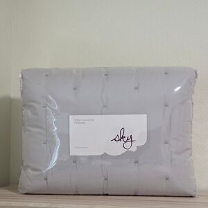 Sky Tufted Coverlet Set Full Queen Mineral Grey 3pc Cotton New